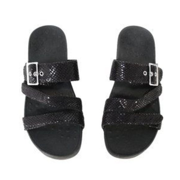 Vionic Black Lizard Rio Platform Slide Sandals - Picture 7 of 16